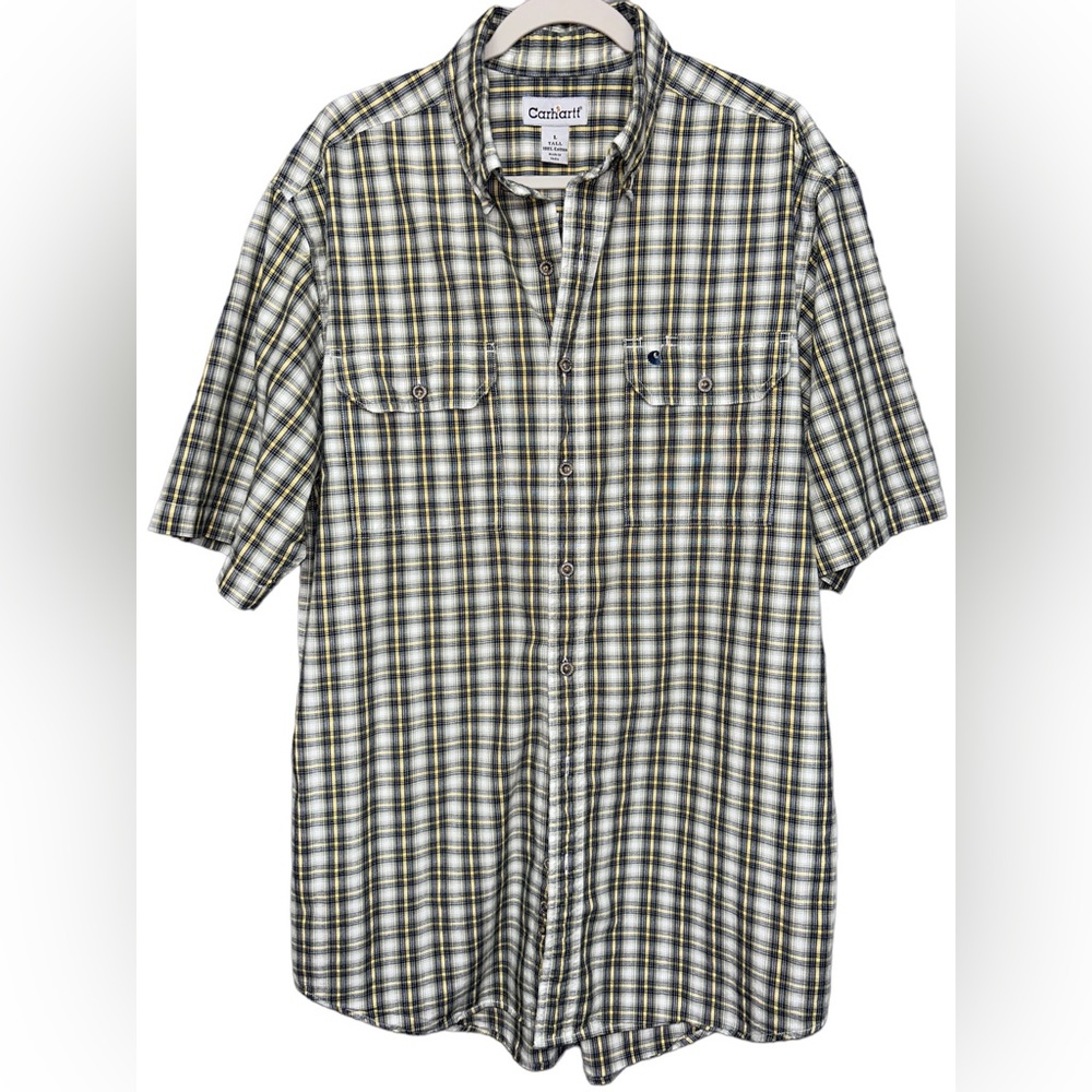 Carhartt Men’s Mid-Weight Short Sleeve Button Down Sz Large Tall